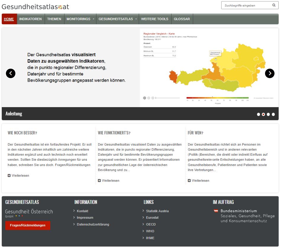 Screenshot der Webseite gesundheitsatlas.at