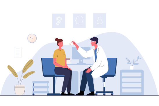 Grafik Frau beim HNO Arzt